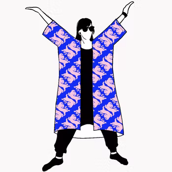 Panter blue/pink Jersey kimono