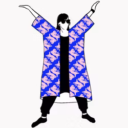 Panter blue/pink Jersey kimono