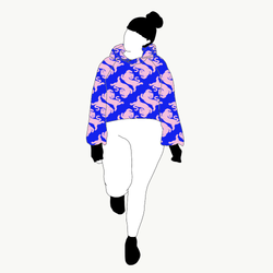 Panter blue/pink Crop top deluxe