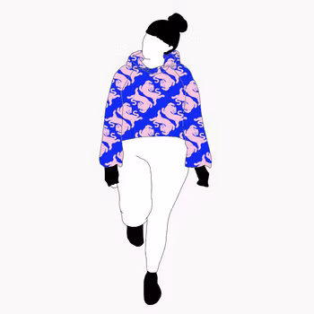 Panter blue/pink Crop top deluxe
