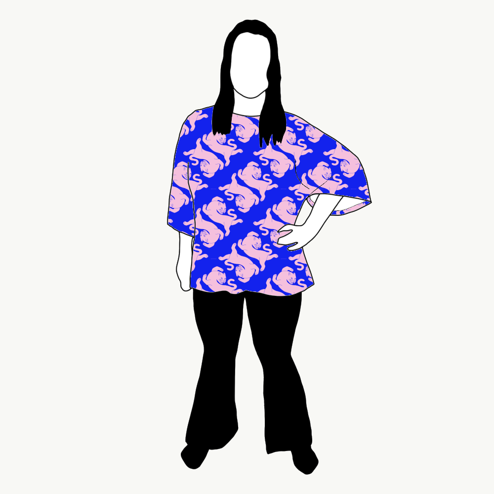 Panter blue/pink Kimono Tee