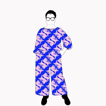 Panter blue/pink All in one suit
