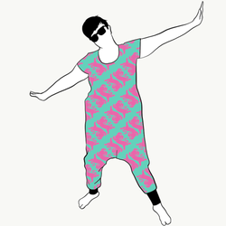 Panter turquoise/pink Jumpsuit (alla ärmlängder)
