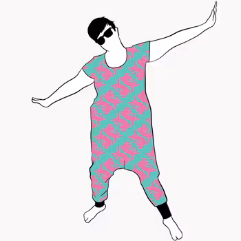 Panter turquoise/pink Jumpsuit (alla ärmlängder)