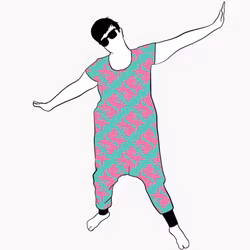 Panter turquoise/pink Jumpsuit (alla ärmlängder)