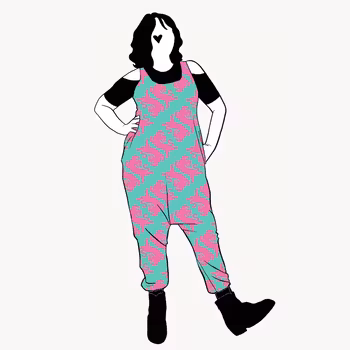 Panter turquoise/pink Jumpsuit (alla ärmlängder)