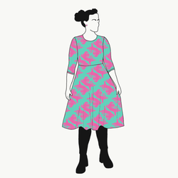 Panter turquoise/pink Snurrklänning