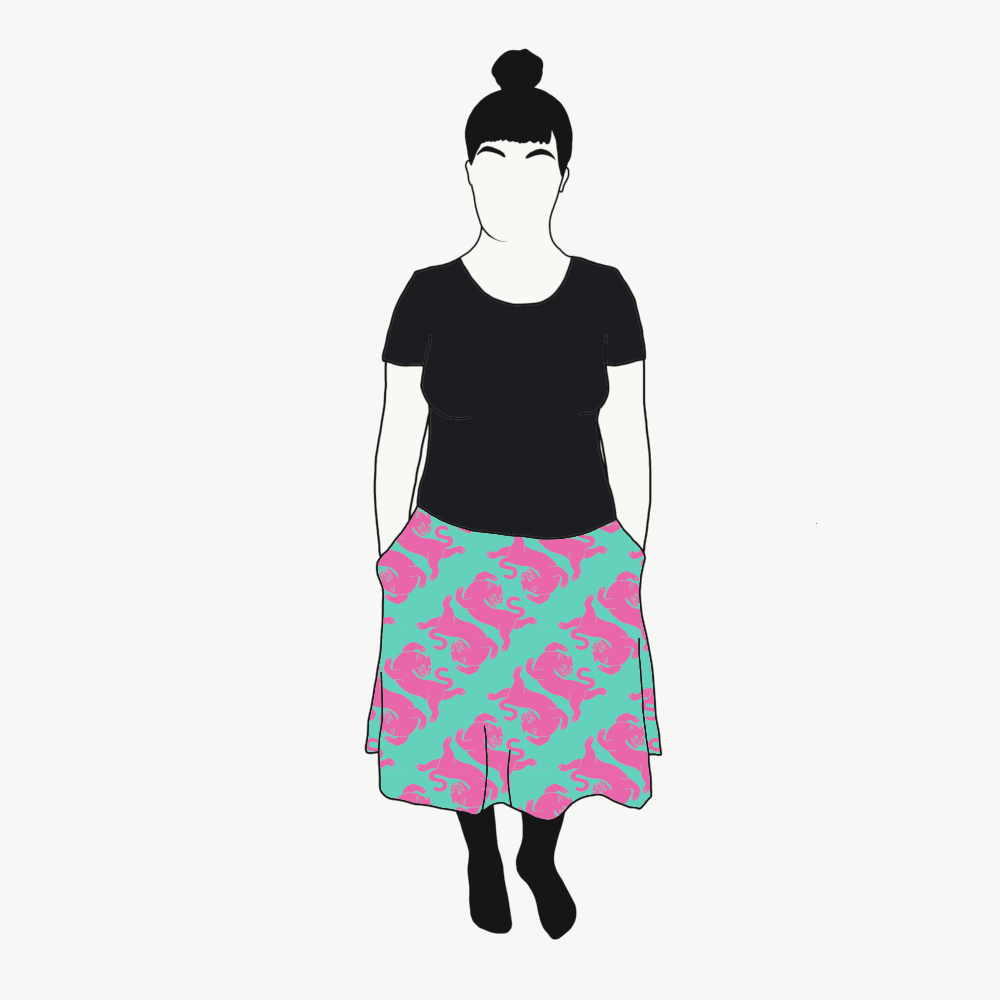 Panter turquoise/pink Kjol