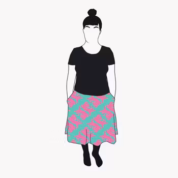 Panter turquoise/pink Kjol