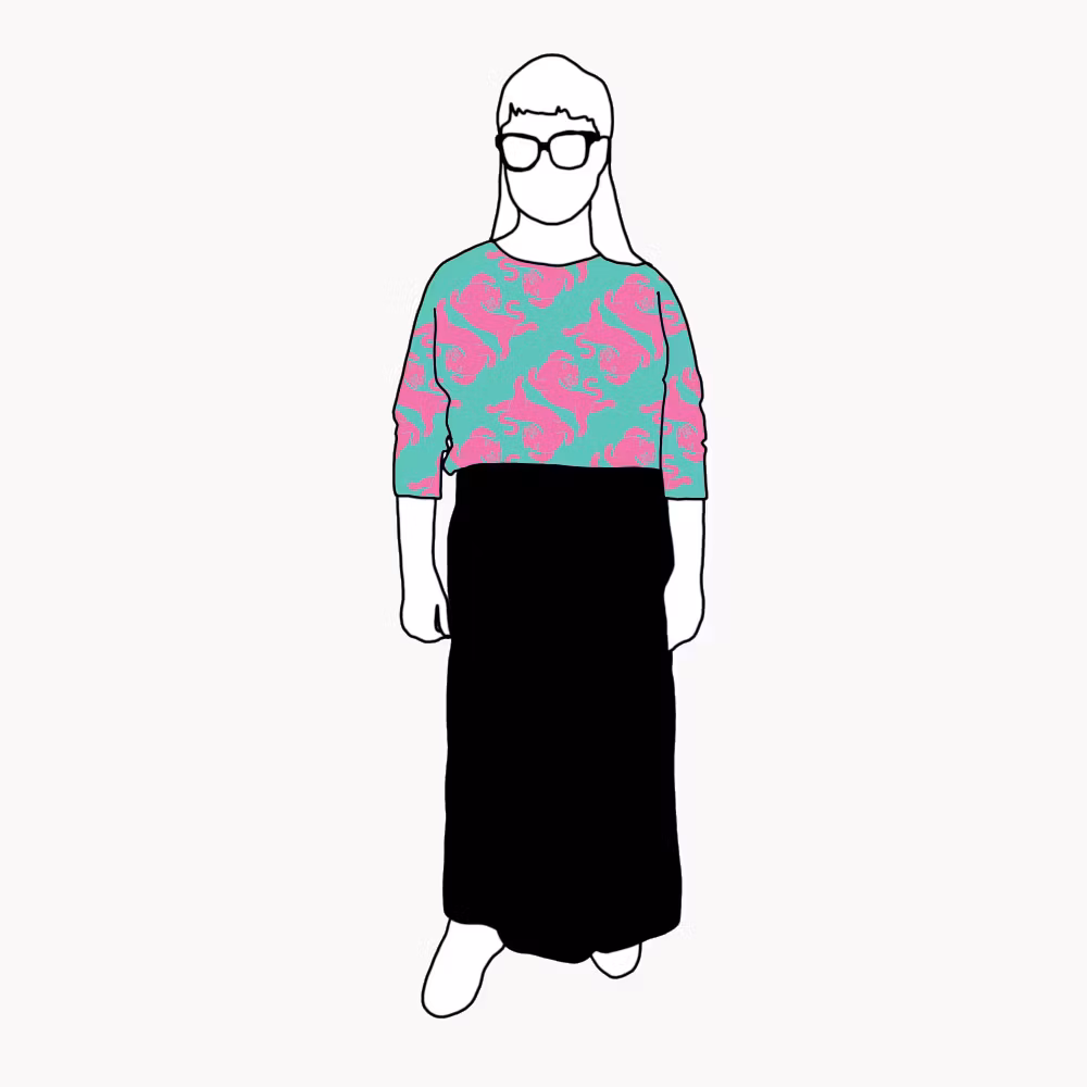 Panter turquoise/pink Boxy Top & Boxy Crop