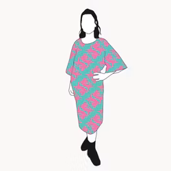 Panter turquoise/pink Kimono Dress