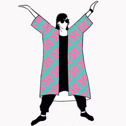 Panter turquoise/pink Jersey kimono