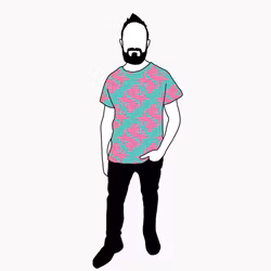 Panter turquoise/pink T-shirt Herr