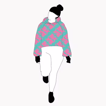 Panter turquoise/pink Crop top deluxe