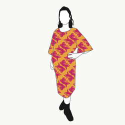 Panter warm yellow/pink Kimono Dress