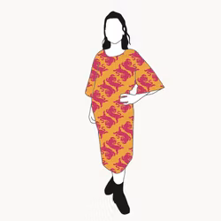 Panter warm yellow/pink Kimono Dress