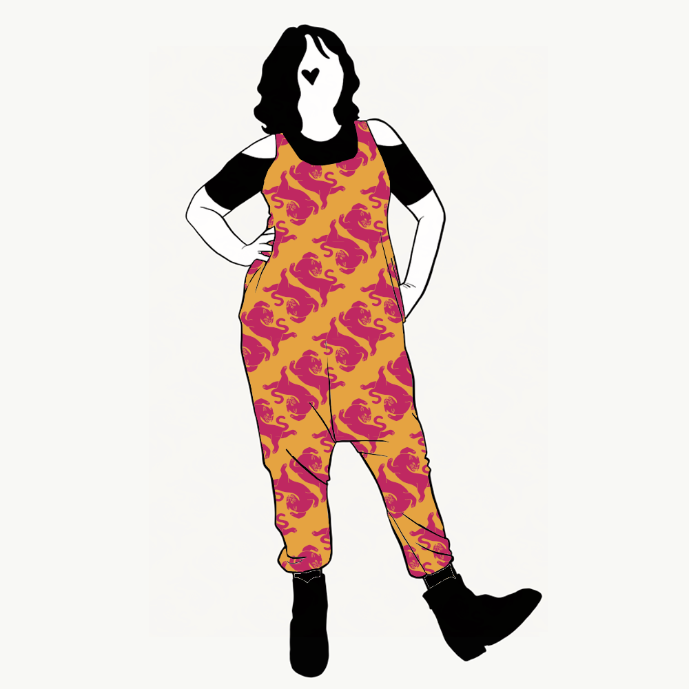 Panter warm yellow/pink Jumpsuit (alla ärmlängder)
