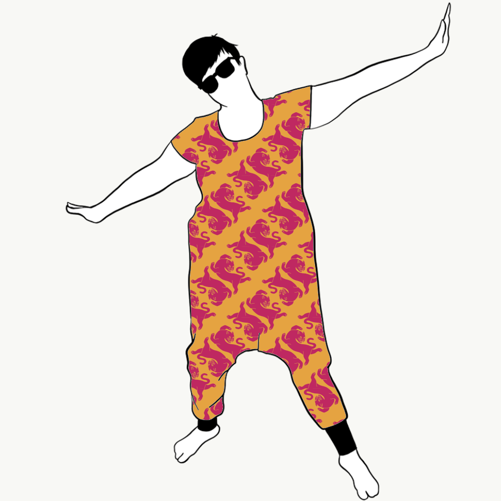Panter warm yellow/pink Jumpsuit (alla ärmlängder)