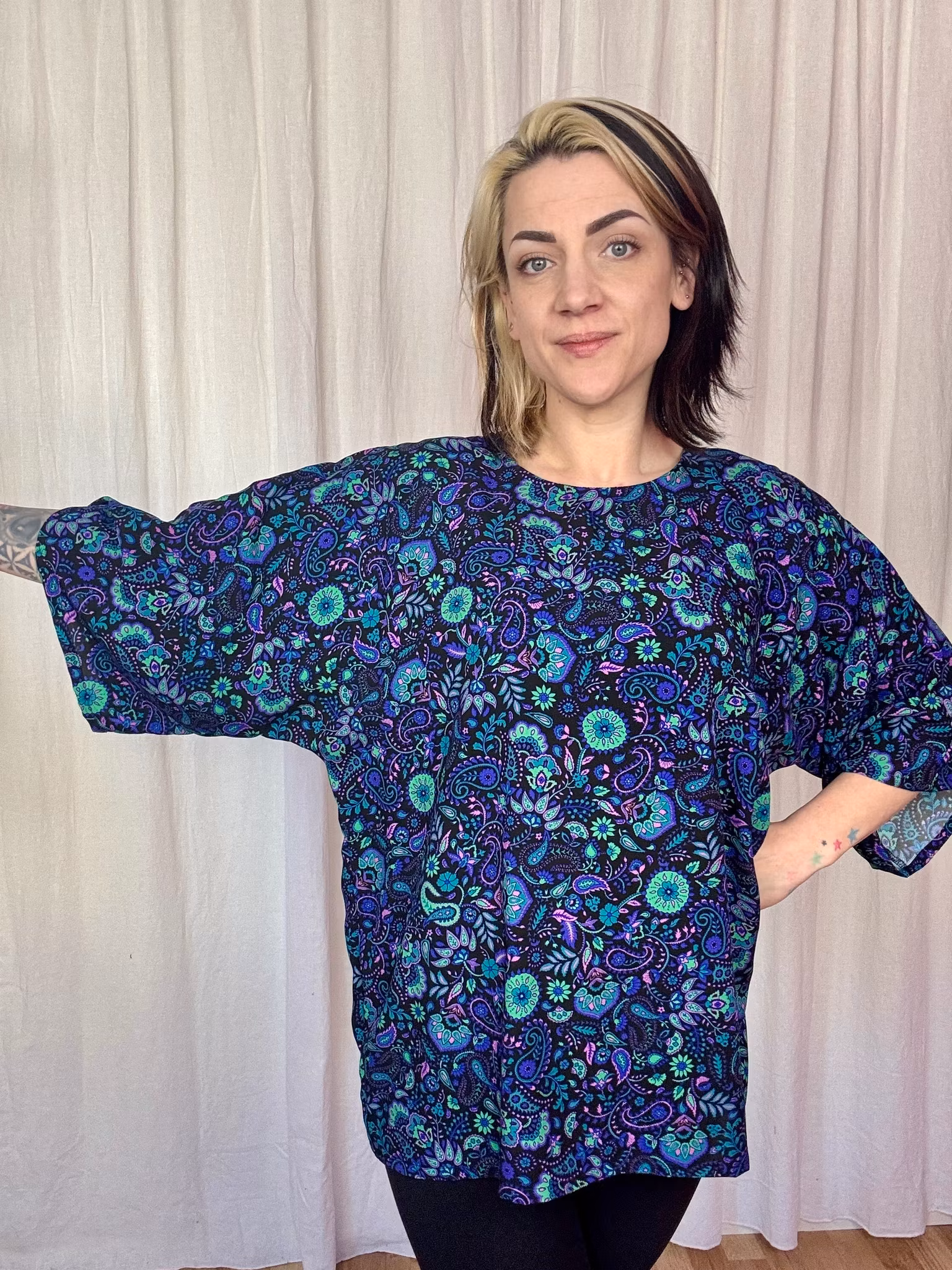 Kimono Tee Viskos Valfritt tyg