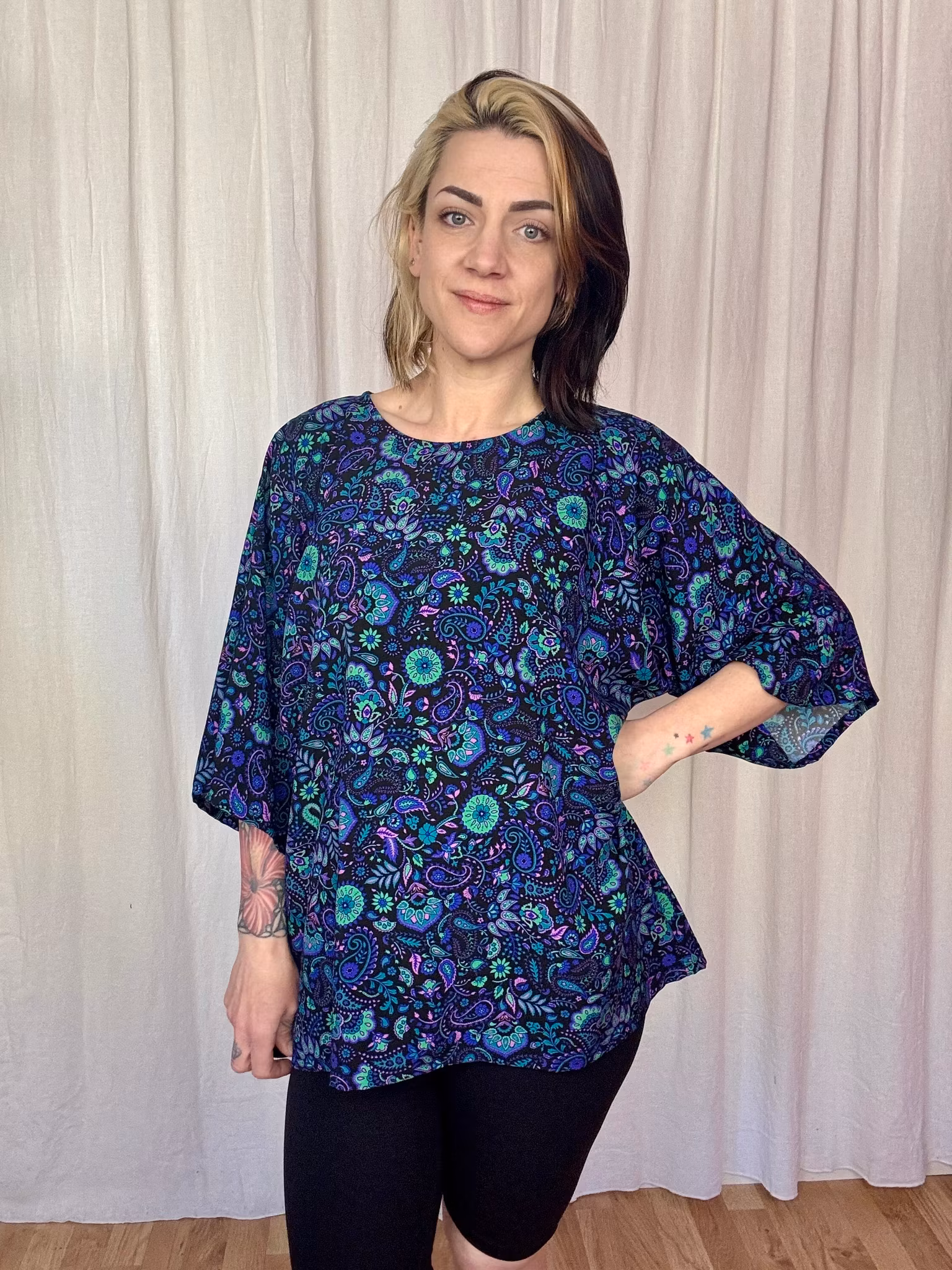 Kimono Tee Viskos Valfritt tyg
