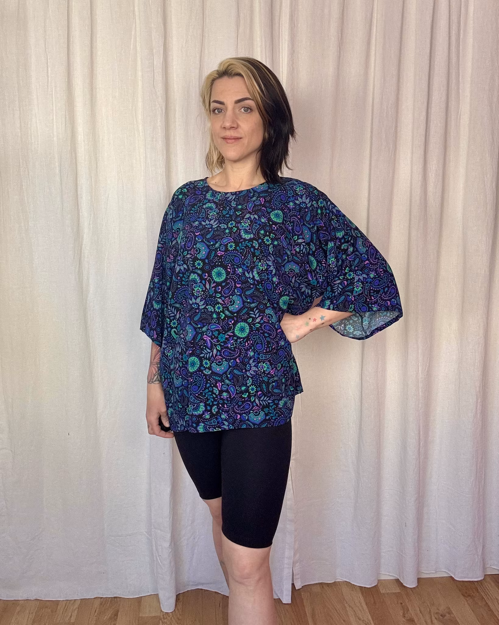Kimono Tee Viskos Valfritt tyg