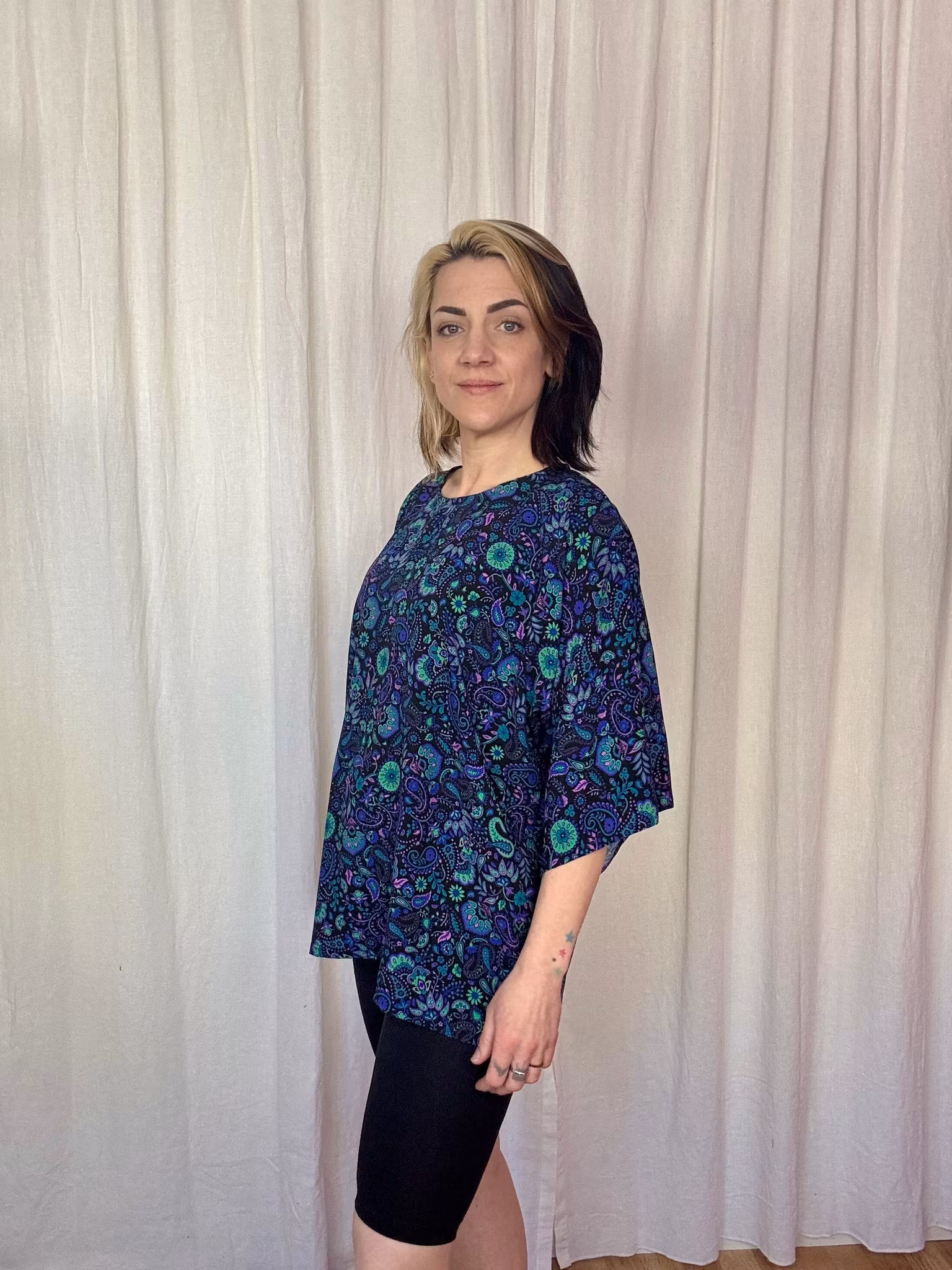 Kimono Tee Viskos Valfritt tyg