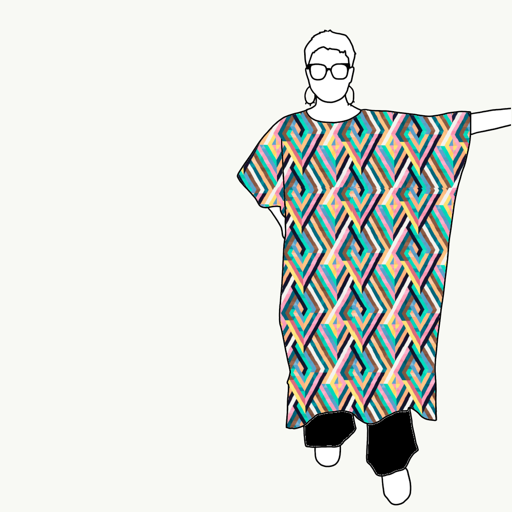 Geo Petrol Relaxed Dress