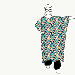 Geo Petrol Relaxed Dress