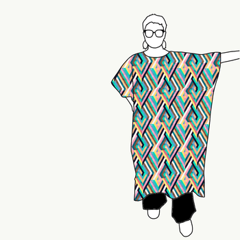 Geo Petrol Relaxed Dress