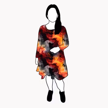 Orange Ink Flow Dress