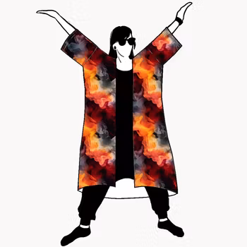 Orange Ink Jersey kimono