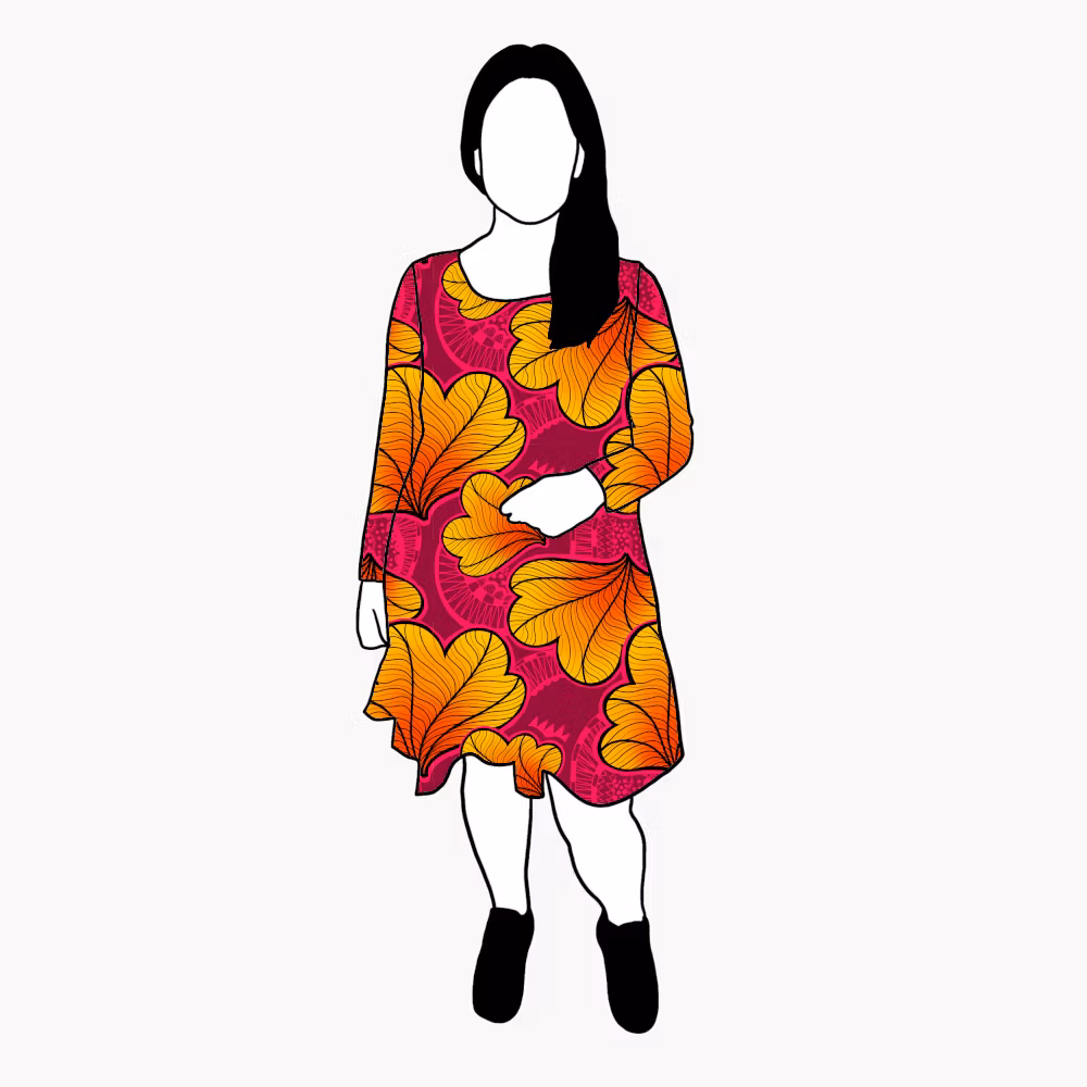 Funky Leaf Orange/Pink Flow Dress