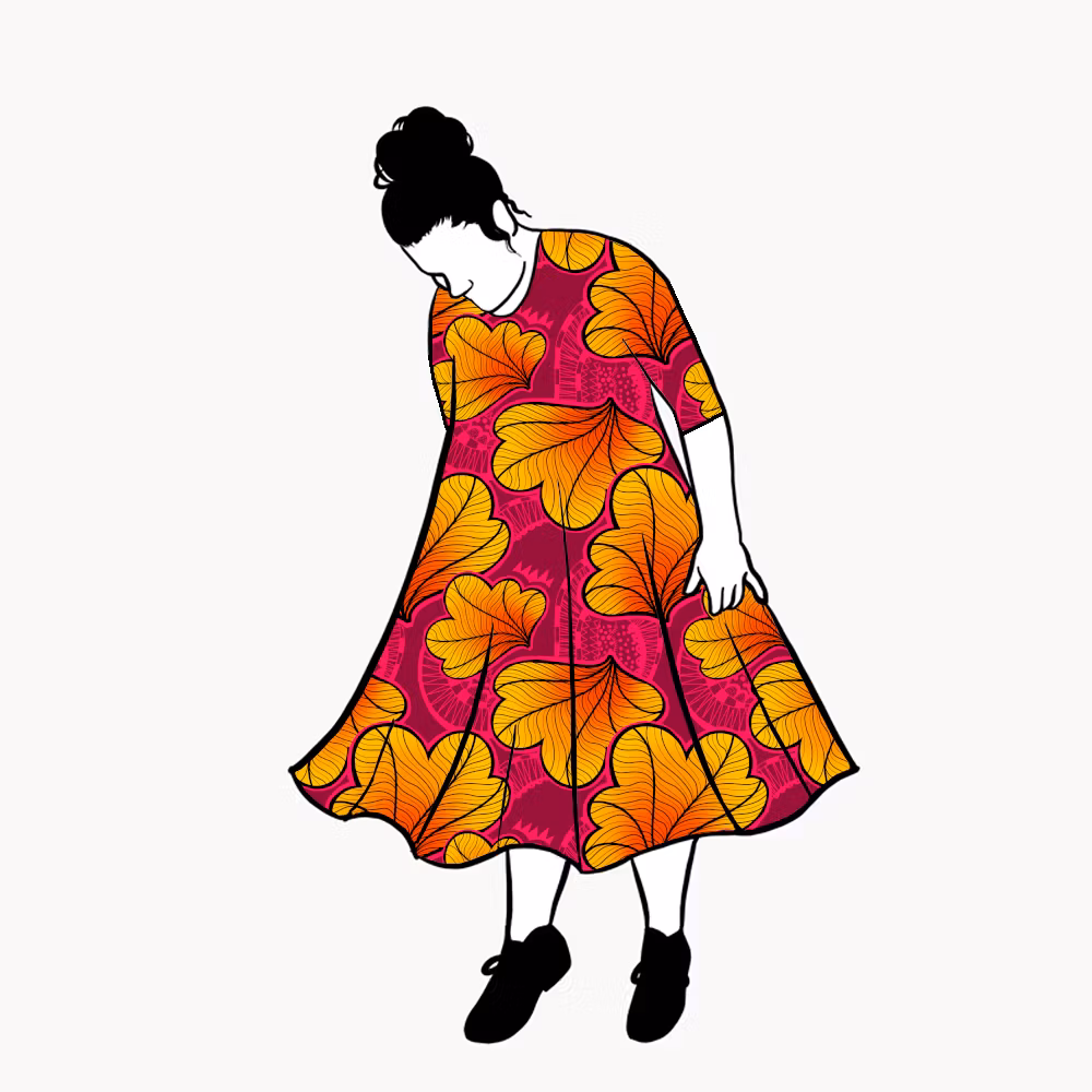 Funky Leaf Orange/Pink Groove Dress