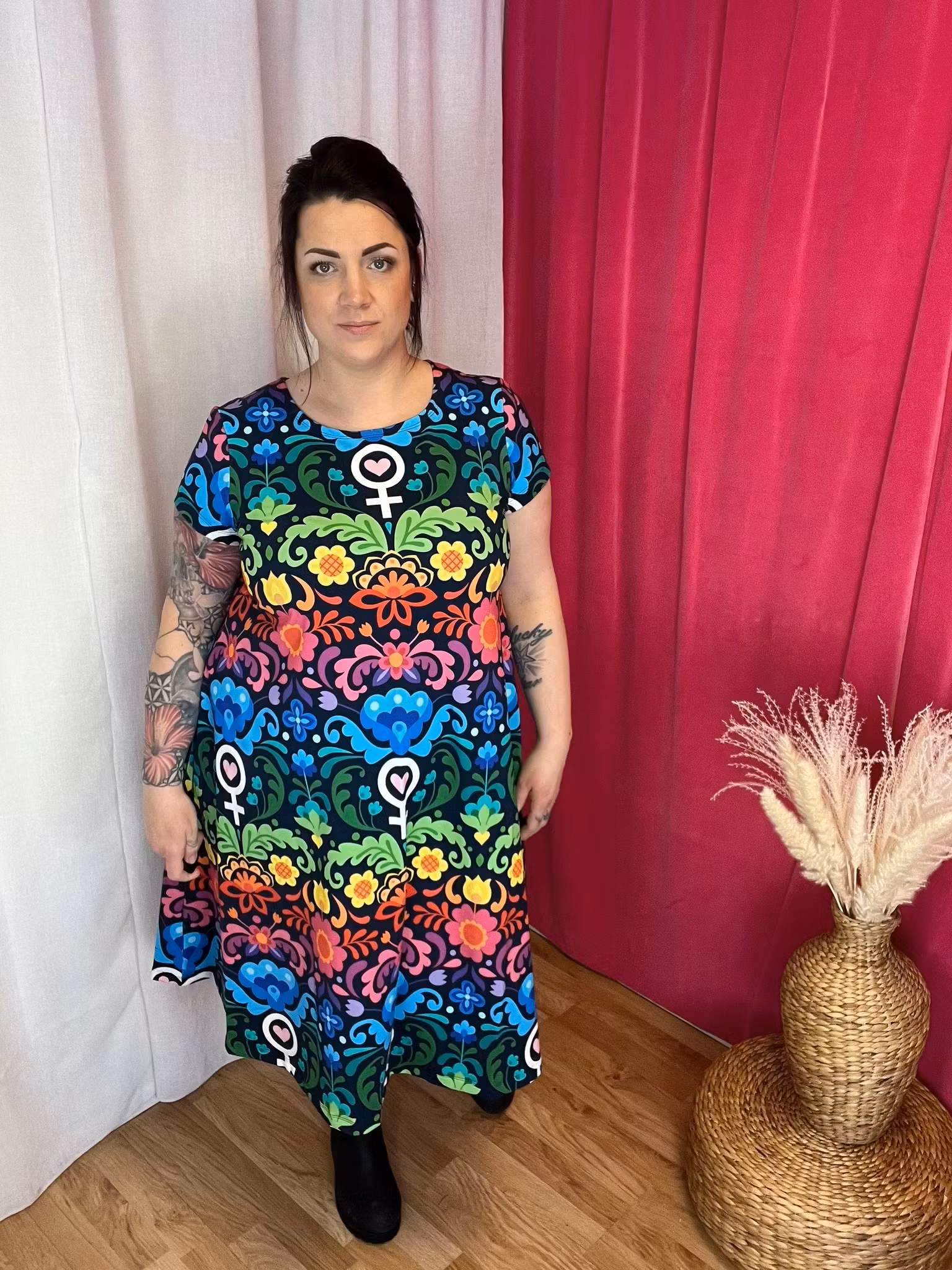 Funky Leaf Orange/Pink Groove Dress
