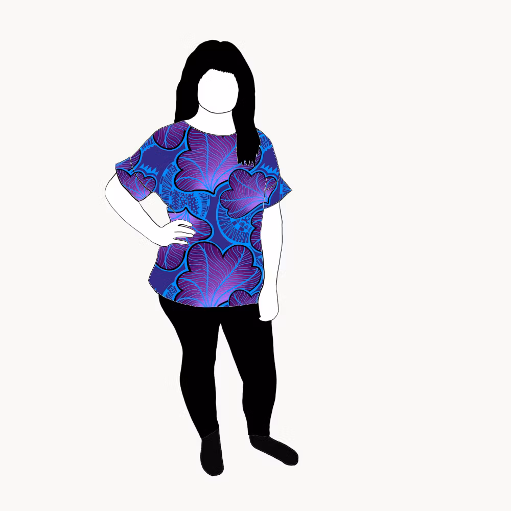 Funky Leaf Blue/Purple Oversized T-shirt