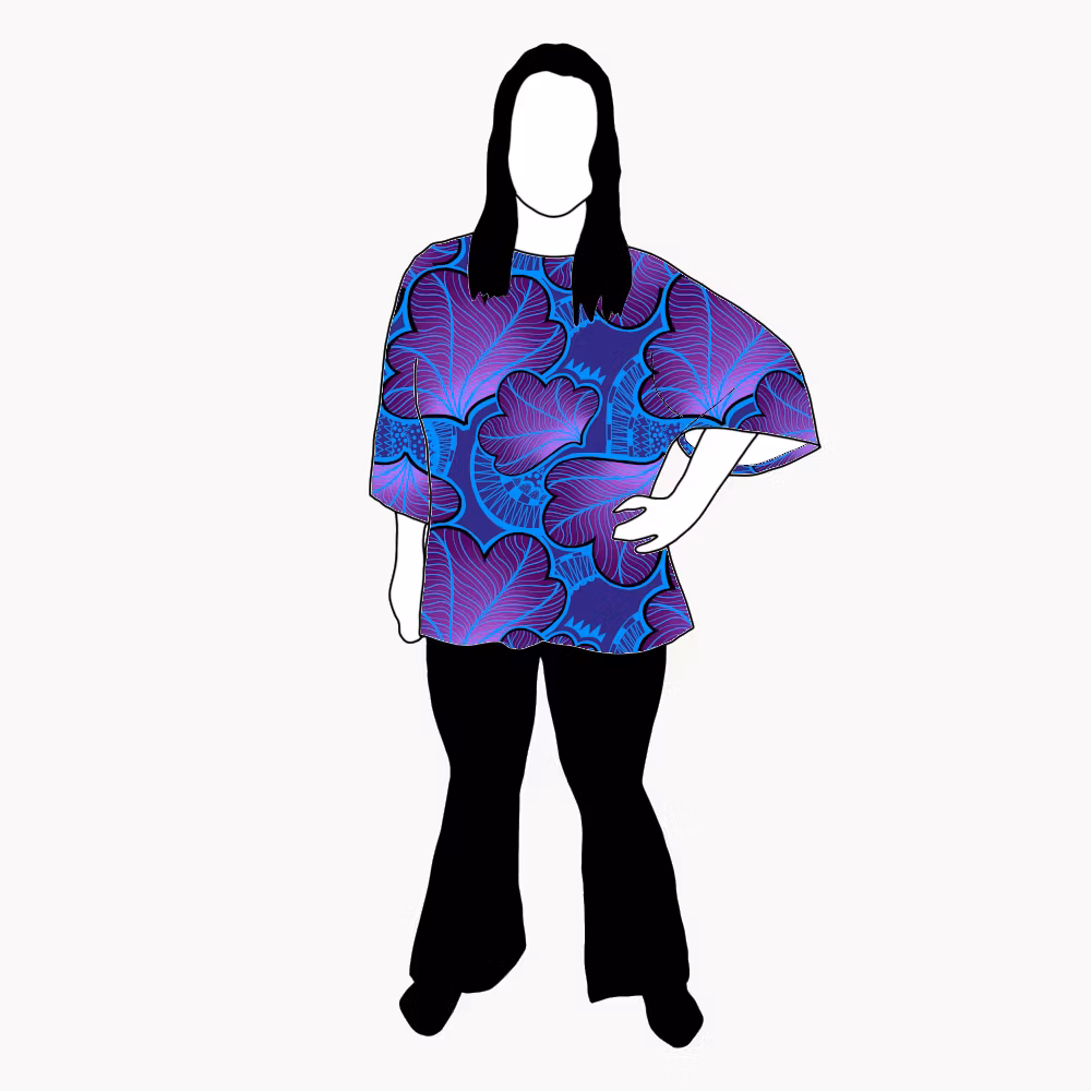 Funky Leaf Blue/Purple Kimono Tee