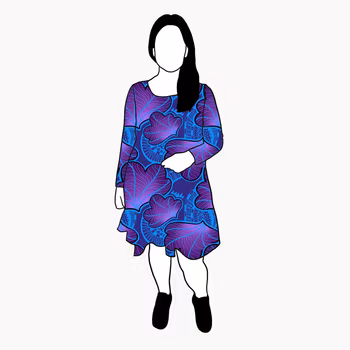 Funky Leaf Blue/Purple Flow Dress
