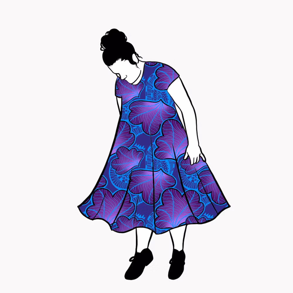 Funky Leaf Blue/Purple Groove Dress