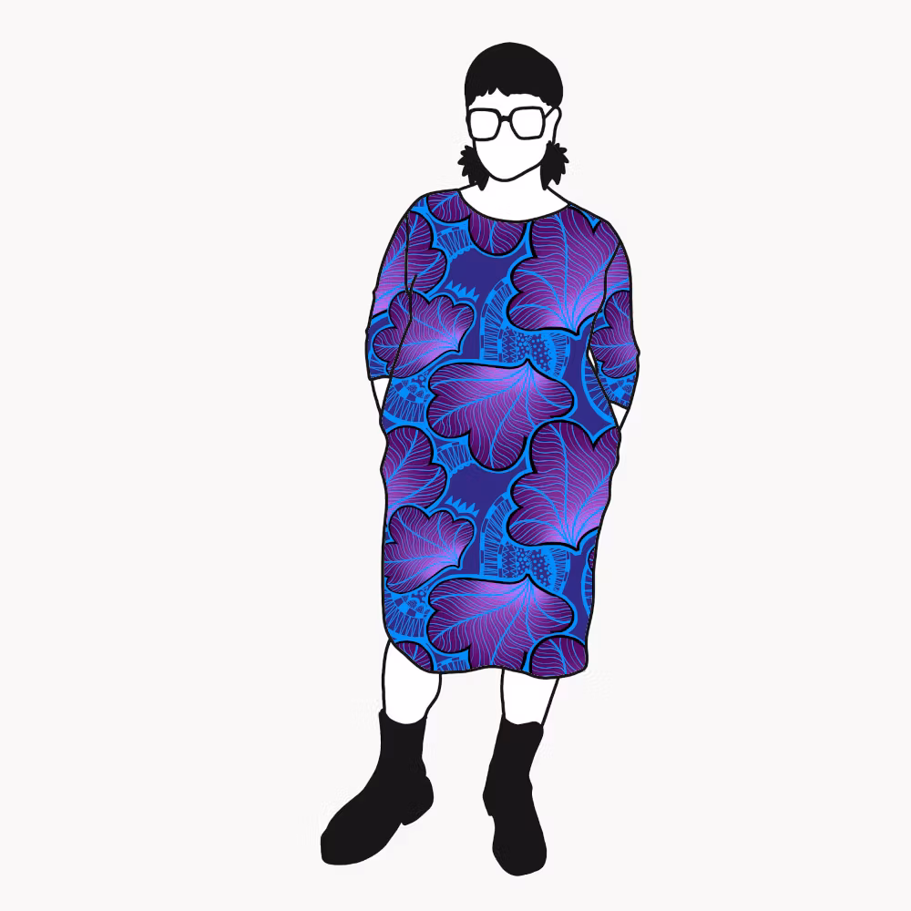 Funky Leaf Blue/Purple Boxtunika