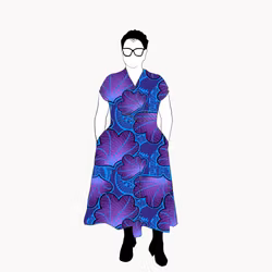 Funky Leaf Blue/Purple Omlotten klänning