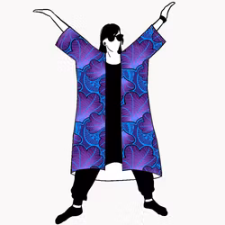Funky Leaf Blue/Purple Jersey kimono
