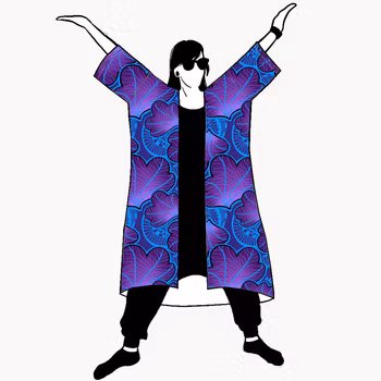 Funky Leaf Blue/Purple Jersey kimono