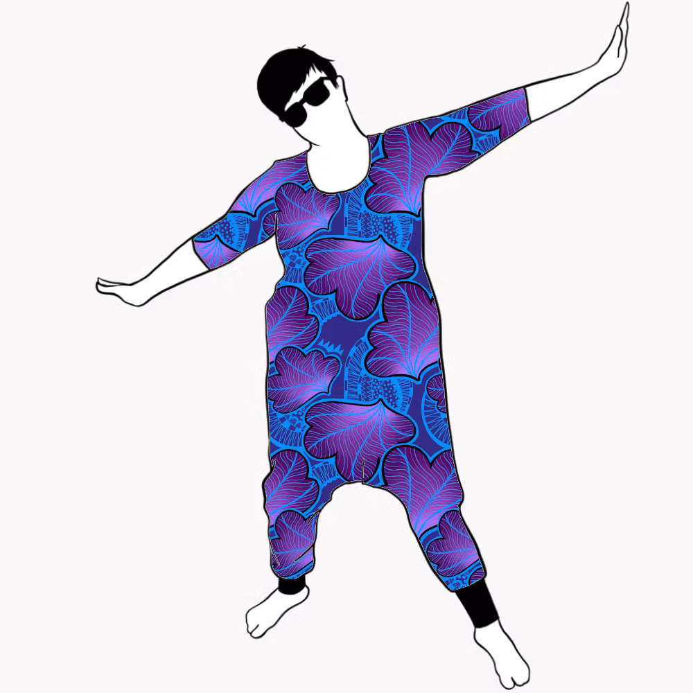 Funky Leaf Blue/Purple Jumpsuit (alla ärmlängder)