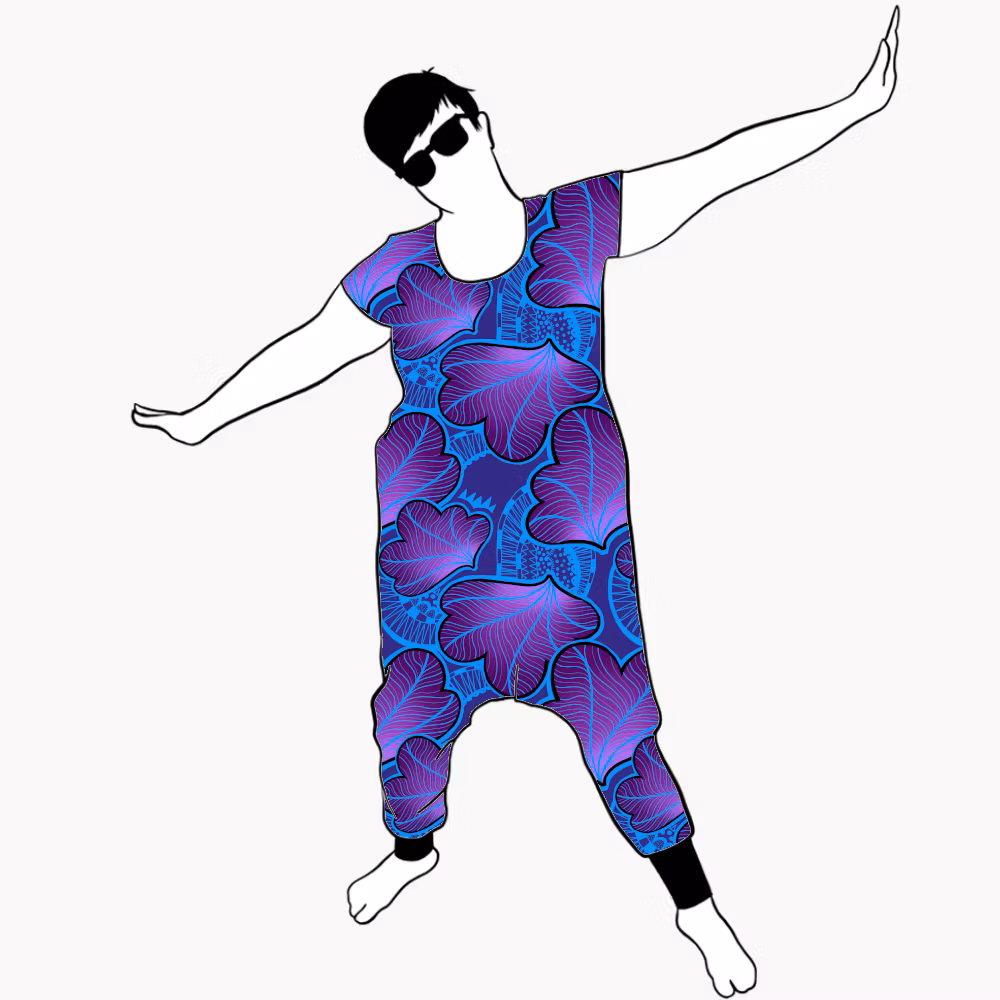 Funky Leaf Blue/Purple Jumpsuit (alla ärmlängder)