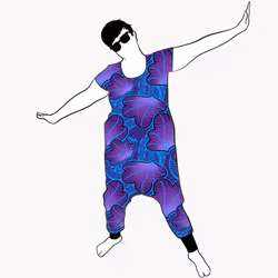Funky Leaf Blue/Purple Jumpsuit (alla ärmlängder)