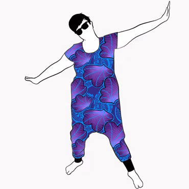 Funky Leaf Blue/Purple Jumpsuit (alla ärmlängder)