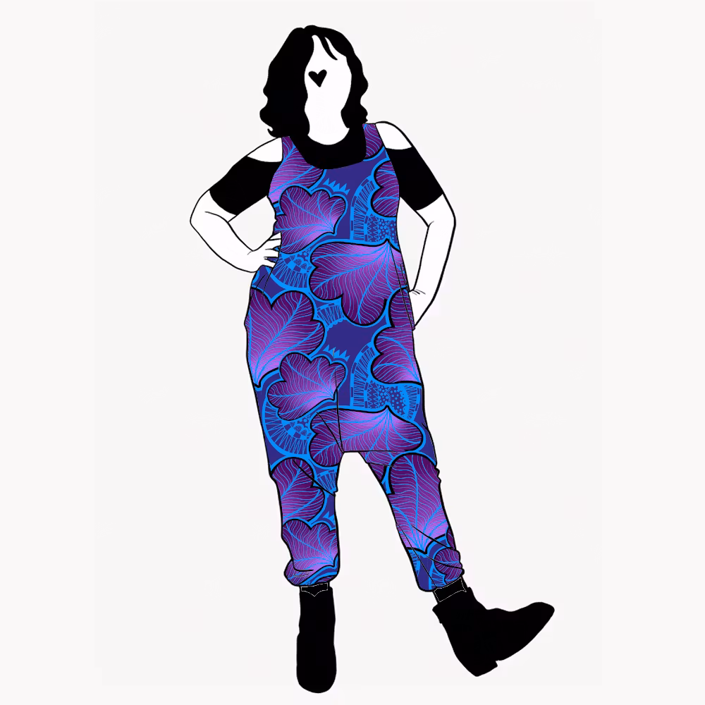 Funky Leaf Blue/Purple Jumpsuit (alla ärmlängder)