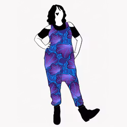 Funky Leaf Blue/Purple Jumpsuit (alla ärmlängder)