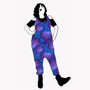 Funky Leaf Blue/Purple Jumpsuit (alla ärmlängder)