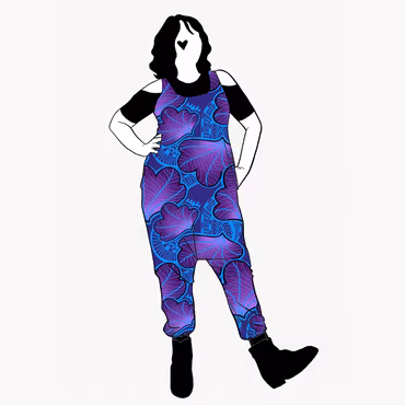 Funky Leaf Blue/Purple Jumpsuit (alla ärmlängder)